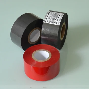 Консумативи за принтер за кодиране, Черно фолио с печат на срока на годност, 25 мм, 30 мм и 35 мм, 100 м