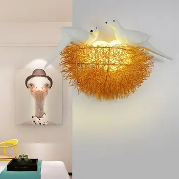 Bird ' s Nest LED монтиран на стената Лампа, Детска Спалня, Кабинет Ресторант Бижу Новост, с монтиран на стената Лампа С 3D Птици Арт Лампа