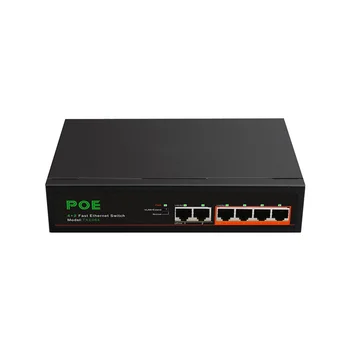 6 Порта POE-switch 4-PoE + 2 UP-Link Мрежа Fast Ethernet 100 Mbit/s, Концентратор за Домашна мрежа Адаптер от Серията Power Connect-US Plug