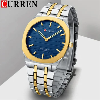 CURREN Мъжки часовници Най-добрата марка за луксозни армейските водоустойчиви спортни мъжки часовник, кварцов с Оригинални ръчен часовник от неръждаема стомана, подарък 8444