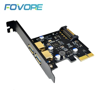 USB 3.0 PCIE PCI-E USB3.0 Адаптер за карти 5 Gbit/с USB 3 PCI E 2 Порта PCI Express Карти за Разширяване на SATA Конектор за Захранване за КОМПЮТЪР