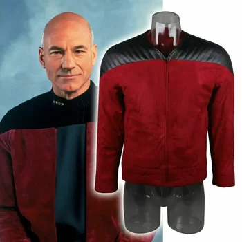 Звездата на Следващото поколение, единни яке Rek Капитан Пикар, ПУП, червен костюм, зимно палто, топло подпори за костюми за Cosplay