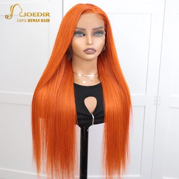 Joedir 13x5 HD Прозрачен Перука на дантели от човешки косъм Перуки за жени с дължина 30 инча Оранжев цвят Бразилски косата Реми Човешки коси