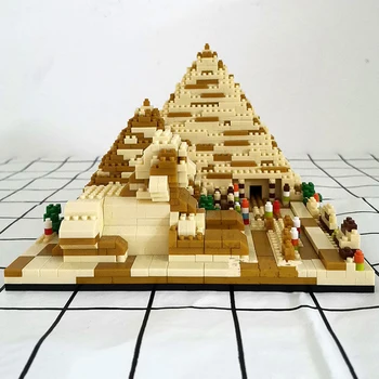 Играчка за Деца Египетска Пирамида Статуя на Сфинкса в Пустинята 3D Модел САМ Диамантени Блокове, Тухли, Строителство на Световната Архитектура
