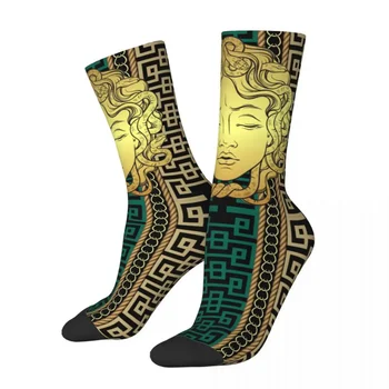 Модни златна Медуза, гръцки ключ, украса отбор, Меандър, Меки чорапи със средна тръба, Дишаща Подарък-изненада за унисекс