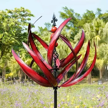 Harlow Wind Spinner Метална вятърна мелница 3D Вятърна кинетичната скулптура на Тревата Метални Вятърни, слънчеви примамки Декор на двор и градина