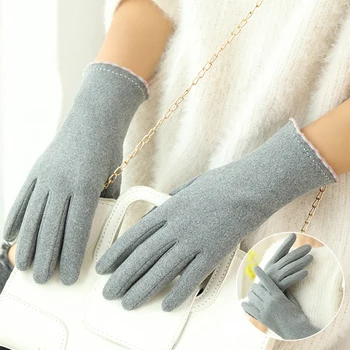 Обикновена топли Зимни дамски ръкавици от мек плюш JK в Корейски стил, ръкавици със сензорен екран, ръкавици за ски, топлите ръкавици за ръце на открито